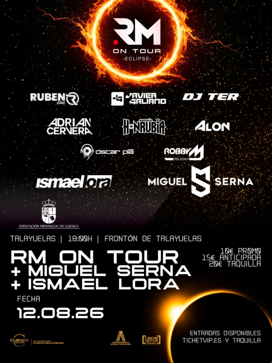 Cartel del Festival RM On Tour con Miguel Serna e Ismael Lora, 12 de agosto de 2026 en Talayuelas